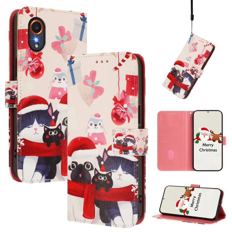 Christmas Series Buckle Leather Phone Case with Hand Strap, For Samsung Galaxy S25 Ultra 5G, For Samsung Galaxy S24 FE 5G, For Samsung Galaxy Xcover7 Pro, For Samsung Galaxy Xcover7 5G, For Samsung Galaxy S24 Ultra 5G, For Samsung Galaxy S23 FE 5G     ...