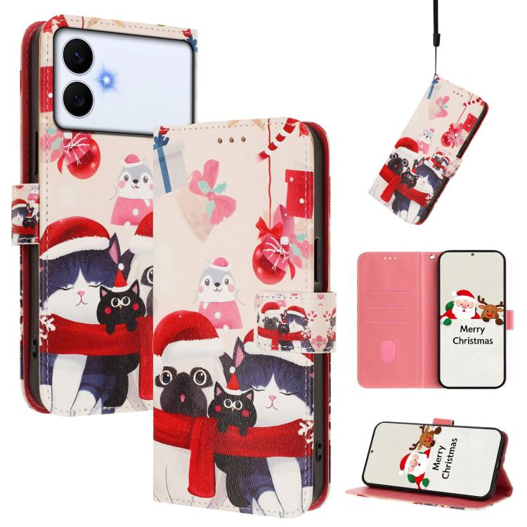Christmas Series Buckle Leather Phone Case with Hand Strap, For Samsung Galaxy S26+ 5G, For Samsung Galaxy S26 Edge 5G, For Samsung Galaxy S26 Ultra 5G, For Samsung Galaxy S26 5G, For Samsung Galaxy S25 FE 5G, For Samsung Galaxy S25 Edge 5G            ...
