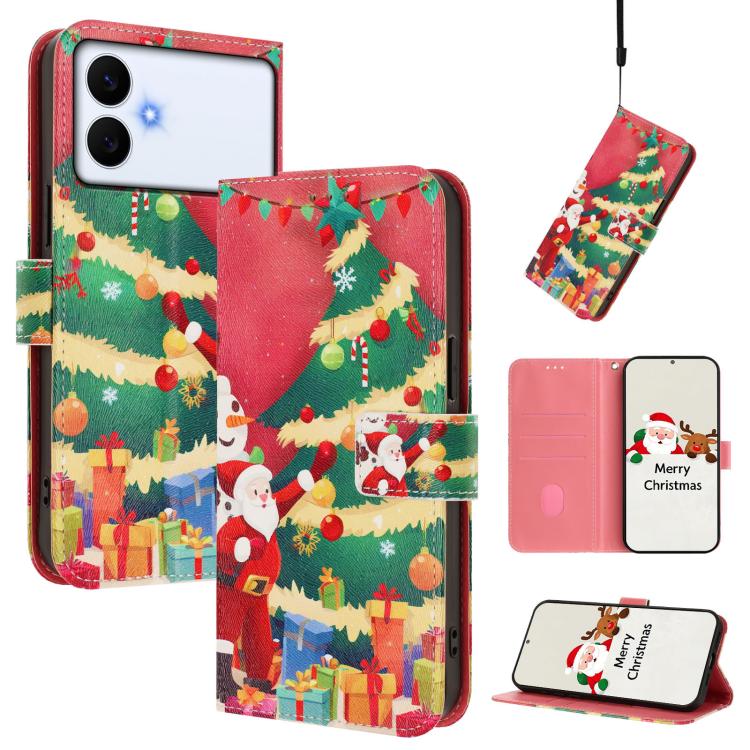 Christmas Series Buckle Leather Phone Case with Hand Strap, For Samsung Galaxy S26+ 5G, For Samsung Galaxy S26 Edge 5G, For Samsung Galaxy S26 Ultra 5G, For Samsung Galaxy S26 5G, For Samsung Galaxy S25 FE 5G, For Samsung Galaxy S25 Edge 5G            ...