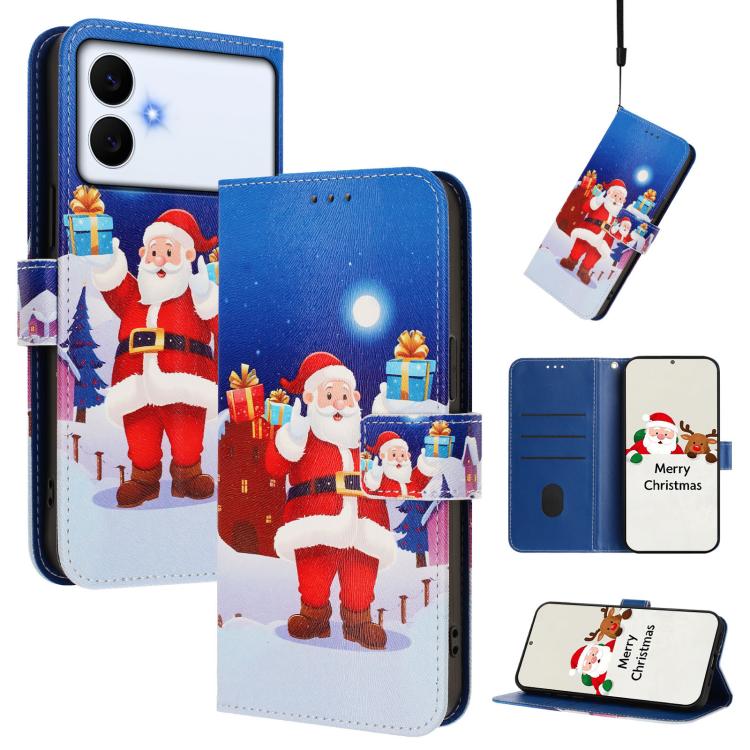 Christmas Series Buckle Leather Phone Case with Hand Strap, For Samsung Galaxy S26+ 5G, For Samsung Galaxy S26 Edge 5G, For Samsung Galaxy S26 Ultra 5G, For Samsung Galaxy S26 5G, For Samsung Galaxy S25 FE 5G, For Samsung Galaxy S25 Edge 5G            ...