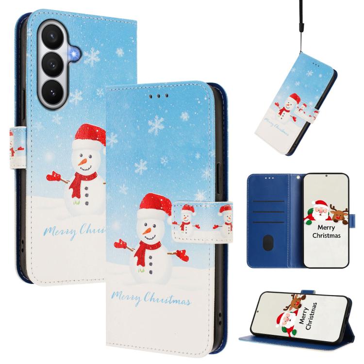 Christmas Series Buckle Leather Phone Case with Hand Strap, For Samsung Galaxy S26+ 5G, For Samsung Galaxy S26 Edge 5G, For Samsung Galaxy S26 Ultra 5G, For Samsung Galaxy S26 5G, For Samsung Galaxy S25 FE 5G, For Samsung Galaxy S25 Edge 5G            ...
