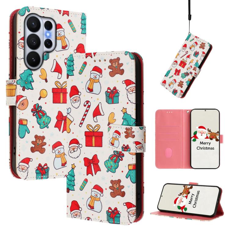 Christmas Series Buckle Leather Phone Case with Hand Strap, For Samsung Galaxy S26+ 5G, For Samsung Galaxy S26 Edge 5G, For Samsung Galaxy S26 Ultra 5G, For Samsung Galaxy S26 5G, For Samsung Galaxy S25 FE 5G, For Samsung Galaxy S25 Edge 5G            ...