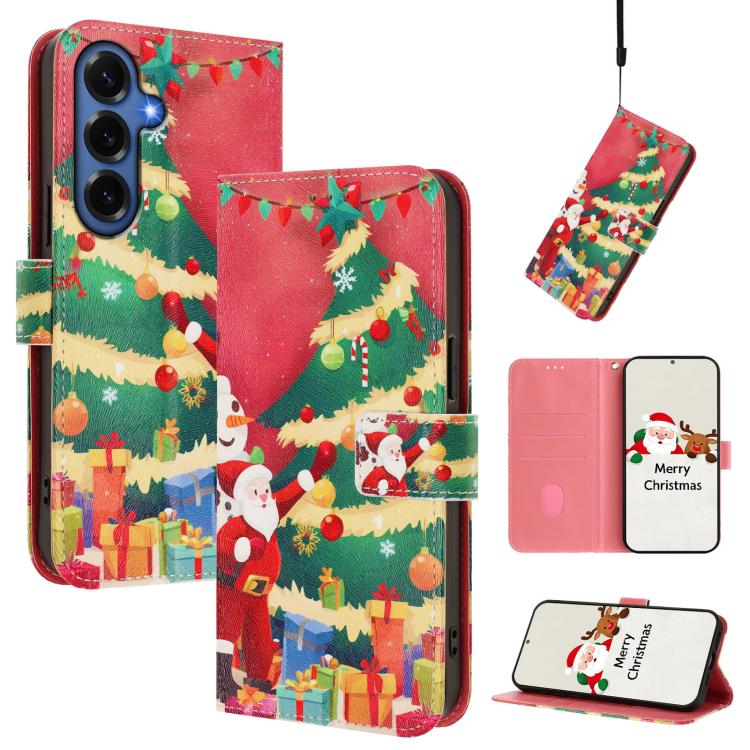 Christmas Series Buckle Leather Phone Case with Hand Strap, For Samsung Galaxy S26+ 5G, For Samsung Galaxy S26 Edge 5G, For Samsung Galaxy S26 Ultra 5G, For Samsung Galaxy S26 5G, For Samsung Galaxy S25 FE 5G, For Samsung Galaxy S25 Edge 5G            ...