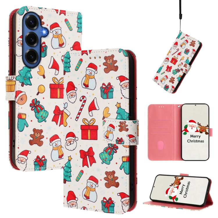 Christmas Series Buckle Leather Phone Case with Hand Strap, For Samsung Galaxy S26+ 5G, For Samsung Galaxy S26 Edge 5G, For Samsung Galaxy S26 Ultra 5G, For Samsung Galaxy S26 5G, For Samsung Galaxy S25 FE 5G, For Samsung Galaxy S25 Edge 5G            ...