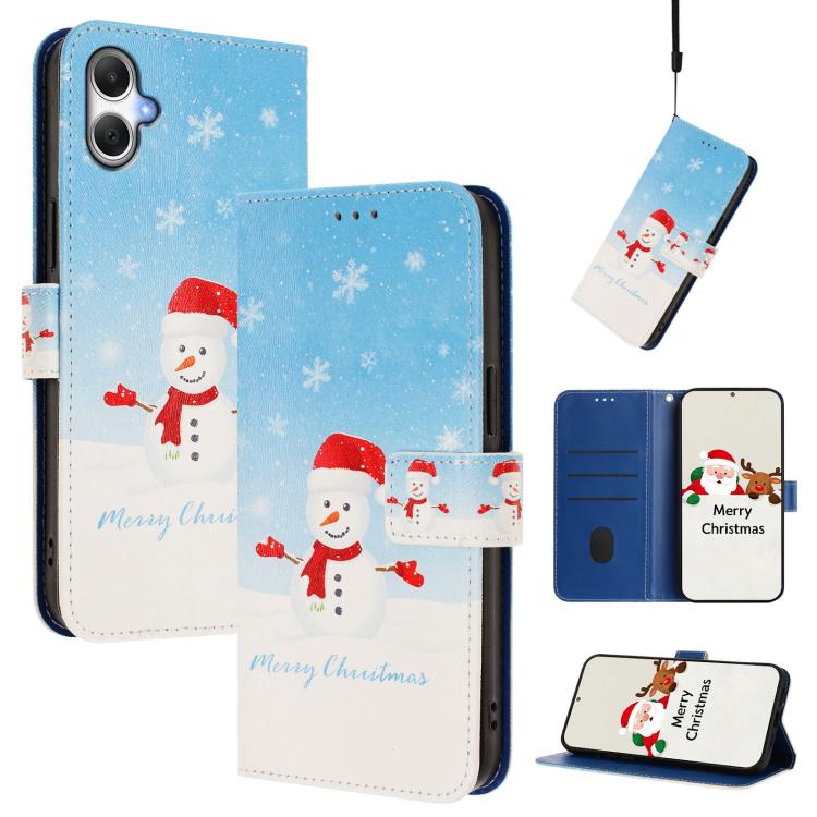 Christmas Series Buckle Leather Phone Case with Hand Strap, For Samsung Galaxy M36 5G, For Samsung Galaxy A17 / A26 5G, For Samsung Galaxy M56 5G, For Samsung Galaxy F16 5G / M16 5G, For Samsung Galaxy F06 5G / M06 5G, For Samsung Galaxy A06 5G / 4G   ...