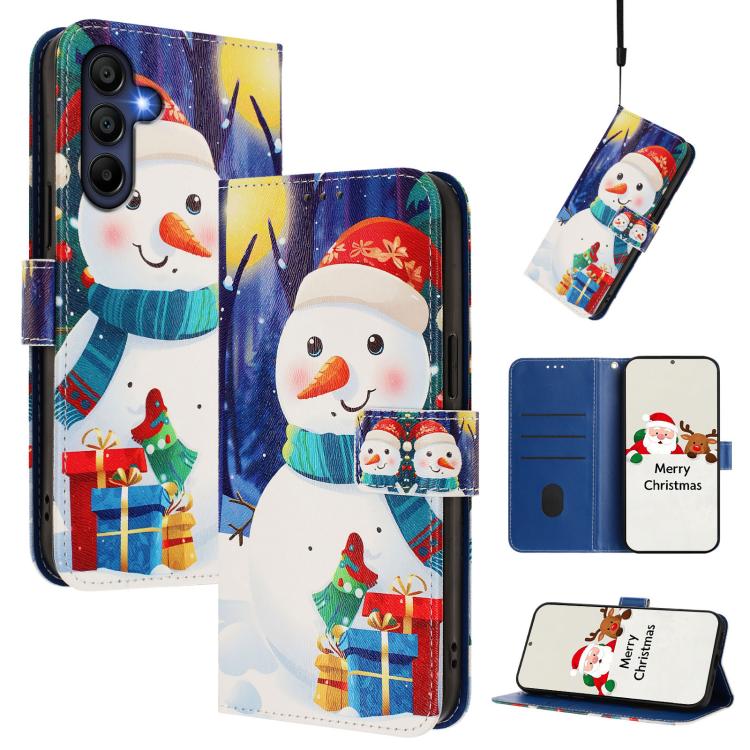 Christmas Series Buckle Leather Phone Case with Hand Strap, For Samsung Galaxy M36 5G, For Samsung Galaxy A17 / A26 5G, For Samsung Galaxy M56 5G, For Samsung Galaxy F16 5G / M16 5G, For Samsung Galaxy F06 5G / M06 5G, For Samsung Galaxy A06 5G / 4G   ...