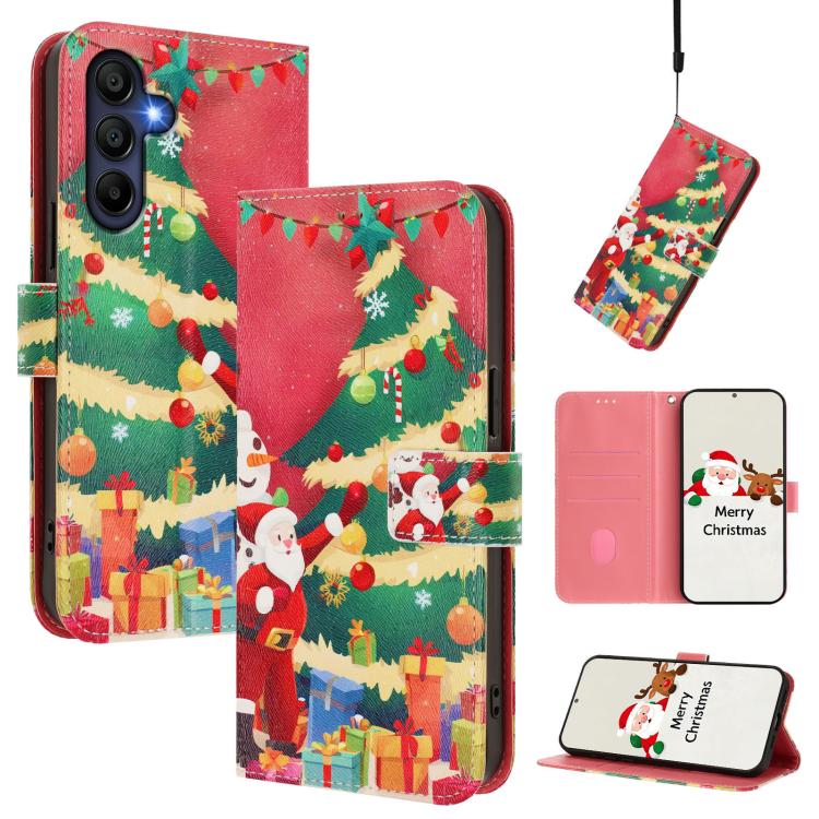 Christmas Series Buckle Leather Phone Case with Hand Strap, For Samsung Galaxy M36 5G, For Samsung Galaxy A17 / A26 5G, For Samsung Galaxy M56 5G, For Samsung Galaxy F16 5G / M16 5G, For Samsung Galaxy F06 5G / M06 5G, For Samsung Galaxy A06 5G / 4G   ...