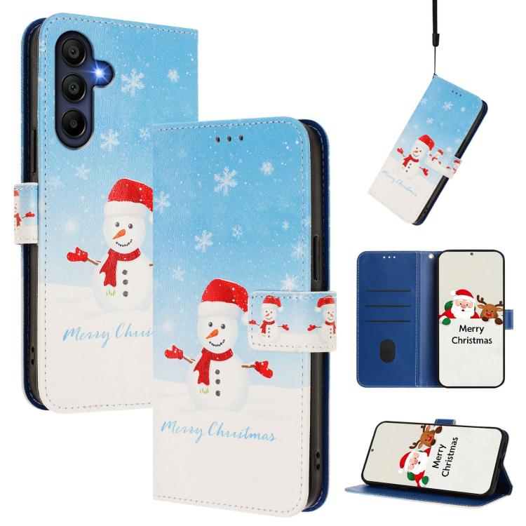 Christmas Series Buckle Leather Phone Case with Hand Strap, For Samsung Galaxy M36 5G, For Samsung Galaxy A17 / A26 5G, For Samsung Galaxy M56 5G, For Samsung Galaxy F16 5G / M16 5G, For Samsung Galaxy F06 5G / M06 5G, For Samsung Galaxy A06 5G / 4G   ...