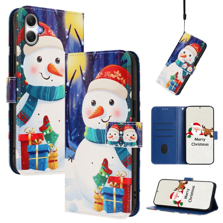 Christmas Series Buckle Leather Phone Case with Hand Strap, For Samsung Galaxy M36 5G, For Samsung Galaxy A17 / A26 5G, For Samsung Galaxy M56 5G, For Samsung Galaxy F16 5G / M16 5G, For Samsung Galaxy F06 5G / M06 5G, For Samsung Galaxy A06 5G / 4G   ...