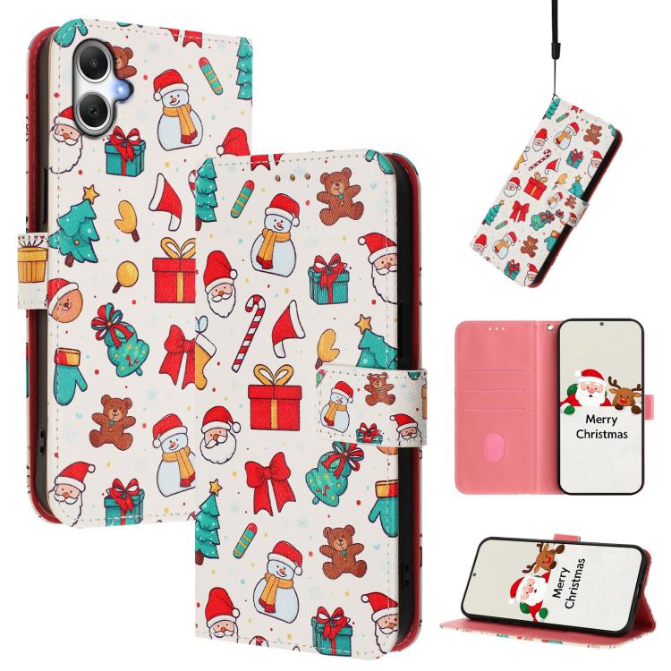 Christmas Series Buckle Leather Phone Case with Hand Strap, For Samsung Galaxy M36 5G, For Samsung Galaxy A17 / A26 5G, For Samsung Galaxy M56 5G, For Samsung Galaxy F16 5G / M16 5G, For Samsung Galaxy F06 5G / M06 5G, For Samsung Galaxy A06 5G / 4G   ...