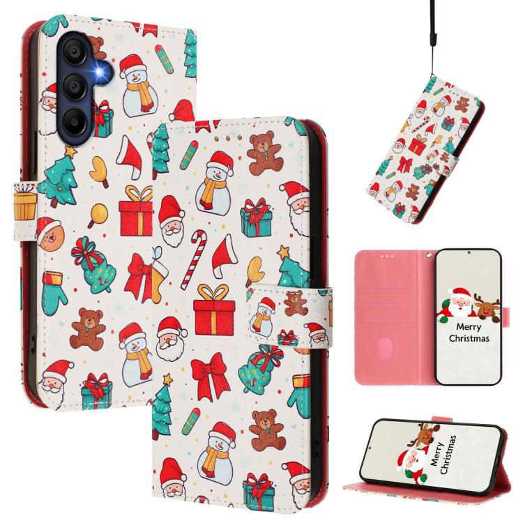 Christmas Series Buckle Leather Phone Case with Hand Strap, For Samsung Galaxy A16 5G / 4G, For Samsung Galaxy A05s / F14 4G, For Samsung Galaxy M35 5G, For Samsung Galaxy M55 5G / C55 5G, For Samsung Galaxy M15 5G / F15 5G, For Samsung Galaxy A15 5G /...