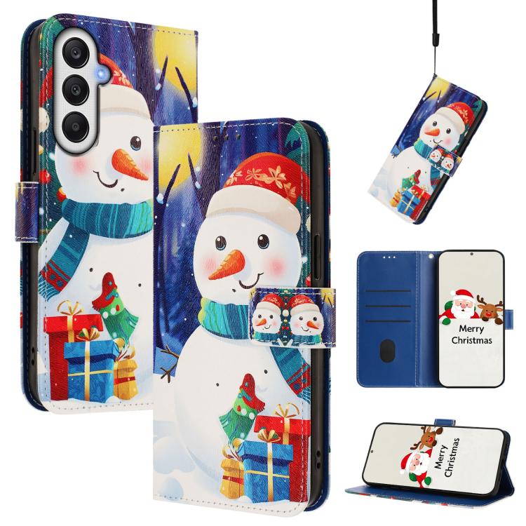 Christmas Series Buckle Leather Phone Case with Hand Strap, For Samsung Galaxy A16 5G / 4G, For Samsung Galaxy A05s / F14 4G, For Samsung Galaxy M35 5G, For Samsung Galaxy M55 5G / C55 5G, For Samsung Galaxy M15 5G / F15 5G, For Samsung Galaxy A15 5G /...