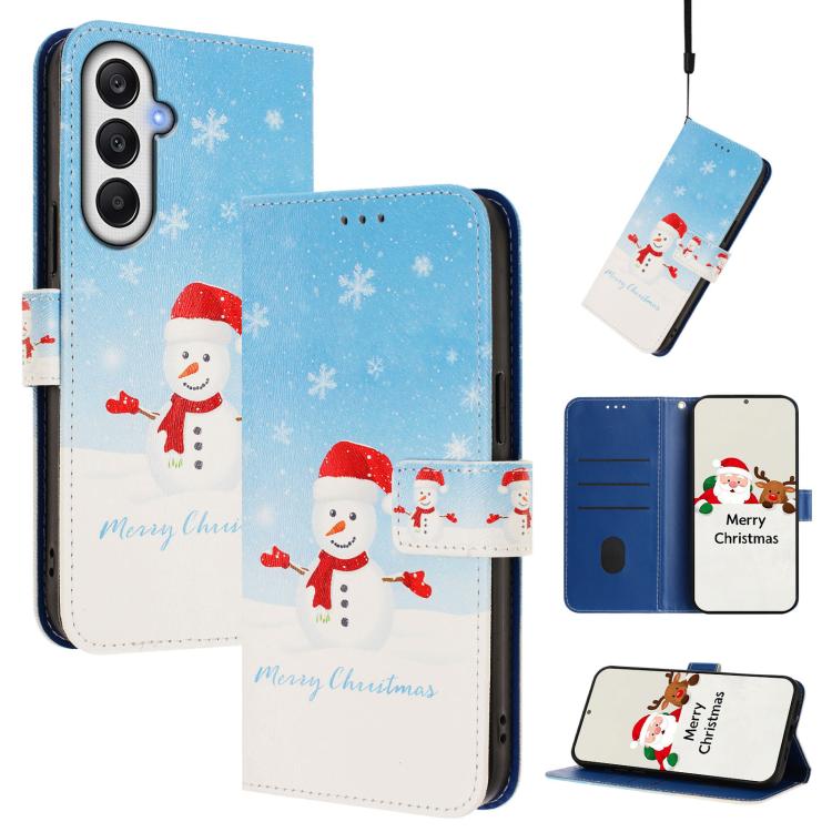 Christmas Series Buckle Leather Phone Case with Hand Strap, For Samsung Galaxy A16 5G / 4G, For Samsung Galaxy A05s / F14 4G, For Samsung Galaxy M35 5G, For Samsung Galaxy M55 5G / C55 5G, For Samsung Galaxy M15 5G / F15 5G, For Samsung Galaxy A15 5G /...