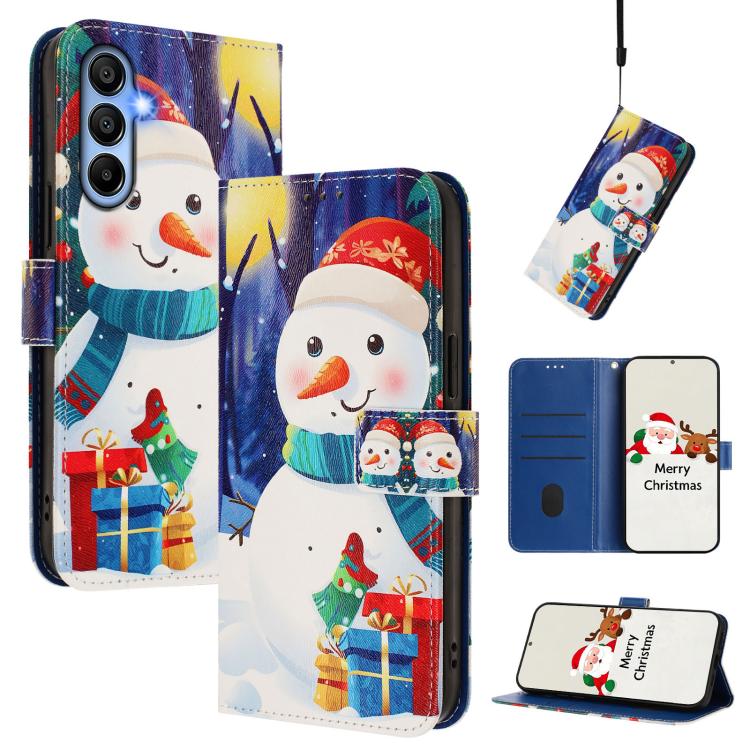 Christmas Series Buckle Leather Phone Case with Hand Strap, For Samsung Galaxy A16 5G / 4G, For Samsung Galaxy A05s / F14 4G, For Samsung Galaxy M35 5G, For Samsung Galaxy M55 5G / C55 5G, For Samsung Galaxy M15 5G / F15 5G, For Samsung Galaxy A15 5G /...