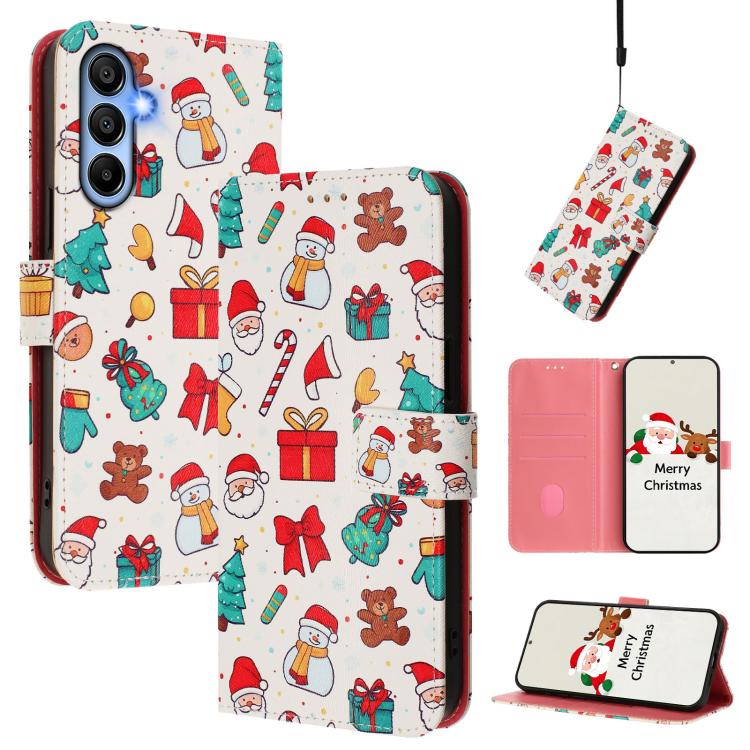 Christmas Series Buckle Leather Phone Case with Hand Strap, For Samsung Galaxy A16 5G / 4G, For Samsung Galaxy A05s / F14 4G, For Samsung Galaxy M35 5G, For Samsung Galaxy M55 5G / C55 5G, For Samsung Galaxy M15 5G / F15 5G, For Samsung Galaxy A15 5G /...