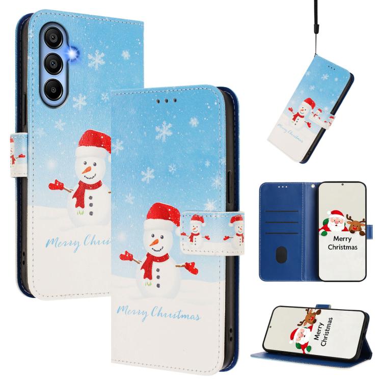 Christmas Series Buckle Leather Phone Case with Hand Strap, For Samsung Galaxy A16 5G / 4G, For Samsung Galaxy A05s / F14 4G, For Samsung Galaxy M35 5G, For Samsung Galaxy M55 5G / C55 5G, For Samsung Galaxy M15 5G / F15 5G, For Samsung Galaxy A15 5G /...