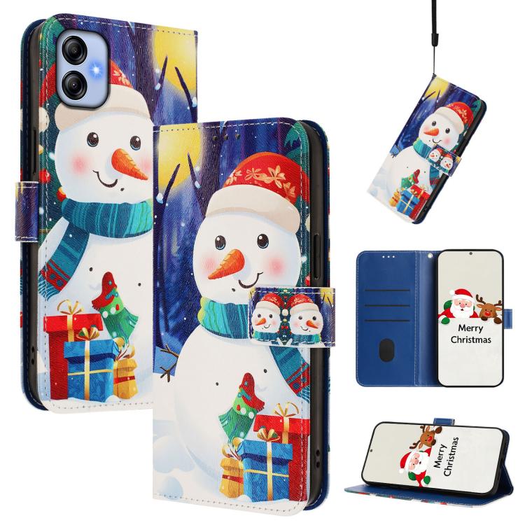 Christmas Series Buckle Leather Phone Case with Hand Strap, For Samsung Galaxy M34 5G / F34 5G, For Samsung Galaxy A25 5G, For Samsung Galaxy M54 5G / F54 5G, For Samsung Galaxy M14 5G, For Samsung Galaxy A24 4G, For Samsung Galaxy A23 5G / 4G / M23 / ...