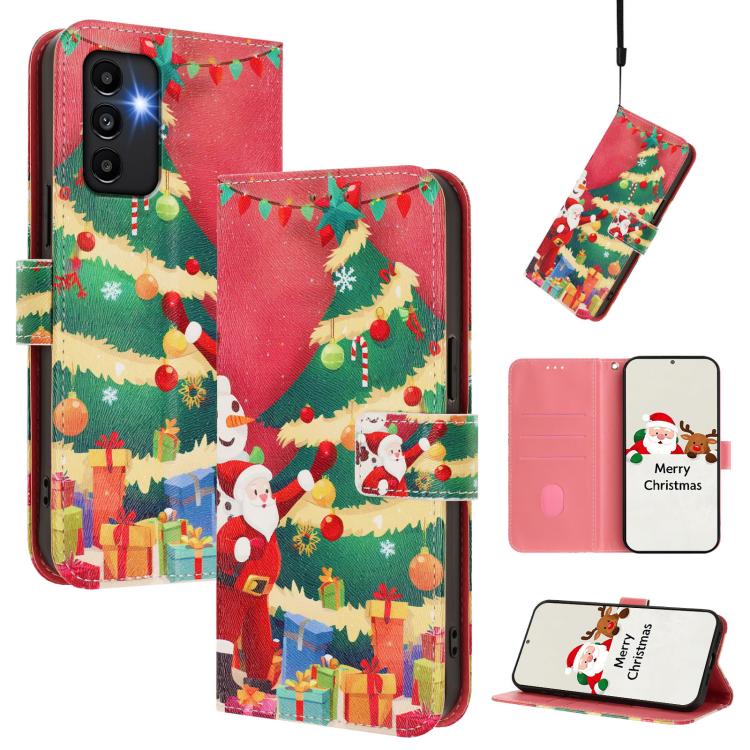 Christmas Series Buckle Leather Phone Case with Hand Strap, For Samsung Galaxy A34 5G, For Samsung Galaxy A54 5G, For Samsung Galaxy A13 5G / 4G / A04 / A04s, For Samsung Galaxy M53 5G, For Samsung Galaxy M33 5G, For Samsung Galaxy A53 5G              ...