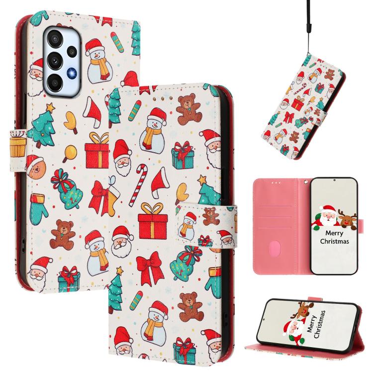 Christmas Series Buckle Leather Phone Case with Hand Strap, For Samsung Galaxy M34 5G / F34 5G, For Samsung Galaxy A25 5G, For Samsung Galaxy M54 5G / F54 5G, For Samsung Galaxy M14 5G, For Samsung Galaxy A24 4G, For Samsung Galaxy A23 5G / 4G / M23 / ...