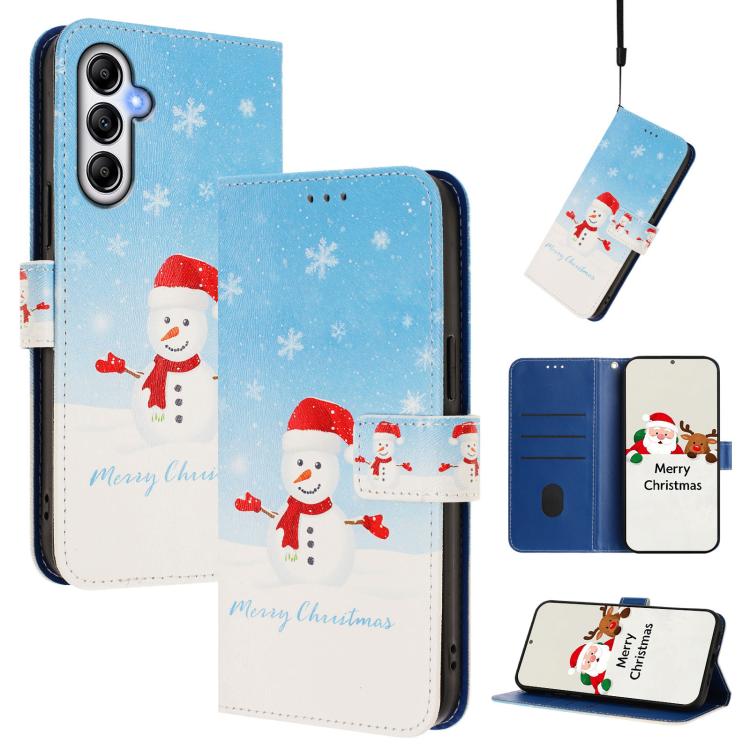 Christmas Series Buckle Leather Phone Case with Hand Strap, For Samsung Galaxy M34 5G / F34 5G, For Samsung Galaxy A25 5G, For Samsung Galaxy M54 5G / F54 5G, For Samsung Galaxy M14 5G, For Samsung Galaxy A24 4G, For Samsung Galaxy A23 5G / 4G / M23 / ...