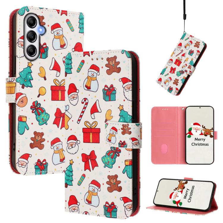 Christmas Series Buckle Leather Phone Case with Hand Strap, For Samsung Galaxy A34 5G, For Samsung Galaxy A54 5G, For Samsung Galaxy A13 5G / 4G / A04 / A04s, For Samsung Galaxy M53 5G, For Samsung Galaxy M33 5G, For Samsung Galaxy A53 5G              ...