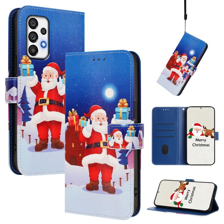 Christmas Series Buckle Leather Phone Case with Hand Strap, For Samsung Galaxy A34 5G, For Samsung Galaxy A54 5G, For Samsung Galaxy A13 5G / 4G / A04 / A04s, For Samsung Galaxy M53 5G, For Samsung Galaxy M33 5G, For Samsung Galaxy A53 5G              ...