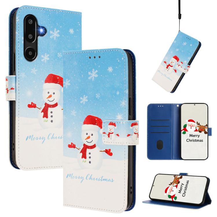 Christmas Series Buckle Leather Phone Case with Hand Strap, For Samsung Galaxy M36 5G, For Samsung Galaxy A17 / A26 5G, For Samsung Galaxy M56 5G, For Samsung Galaxy F16 5G / M16 5G, For Samsung Galaxy F06 5G / M06 5G, For Samsung Galaxy A06 5G / 4G   ...