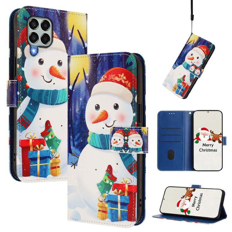 Christmas Series Buckle Leather Phone Case with Hand Strap, For Samsung Galaxy A34 5G, For Samsung Galaxy A54 5G, For Samsung Galaxy A13 5G / 4G / A04 / A04s, For Samsung Galaxy M53 5G, For Samsung Galaxy M33 5G, For Samsung Galaxy A53 5G              ...