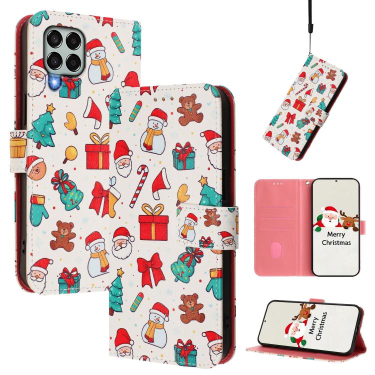 Christmas Series Buckle Leather Phone Case with Hand Strap, For Samsung Galaxy A34 5G, For Samsung Galaxy A54 5G, For Samsung Galaxy A13 5G / 4G / A04 / A04s, For Samsung Galaxy M53 5G, For Samsung Galaxy M33 5G, For Samsung Galaxy A53 5G              ...