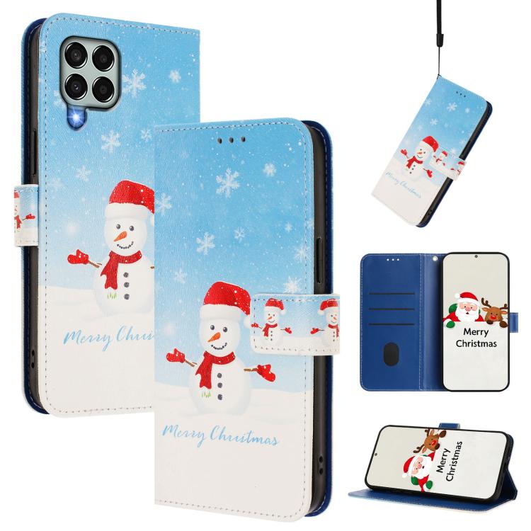 Christmas Series Buckle Leather Phone Case with Hand Strap, For Samsung Galaxy A34 5G, For Samsung Galaxy A54 5G, For Samsung Galaxy A13 5G / 4G / A04 / A04s, For Samsung Galaxy M53 5G, For Samsung Galaxy M33 5G, For Samsung Galaxy A53 5G              ...