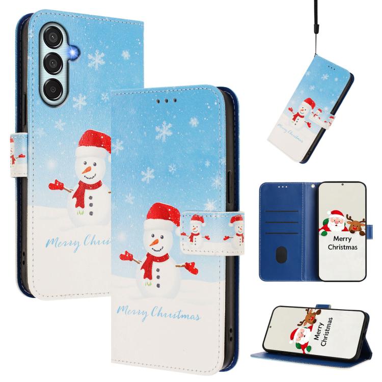 Christmas Series Buckle Leather Phone Case with Hand Strap, For Samsung Galaxy A16 5G / 4G, For Samsung Galaxy A05s / F14 4G, For Samsung Galaxy M35 5G, For Samsung Galaxy M55 5G / C55 5G, For Samsung Galaxy M15 5G / F15 5G, For Samsung Galaxy A15 5G /...