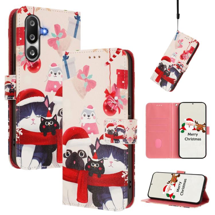 Christmas Series Buckle Leather Phone Case with Hand Strap, For Samsung Galaxy M36 5G, For Samsung Galaxy A17 / A26 5G, For Samsung Galaxy M56 5G, For Samsung Galaxy F16 5G / M16 5G, For Samsung Galaxy F06 5G / M06 5G, For Samsung Galaxy A06 5G / 4G   ...