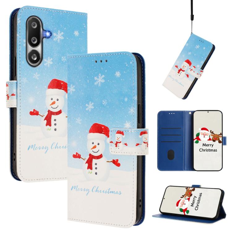 Christmas Series Buckle Leather Phone Case with Hand Strap, For Samsung Galaxy M36 5G, For Samsung Galaxy A17 / A26 5G, For Samsung Galaxy M56 5G, For Samsung Galaxy F16 5G / M16 5G, For Samsung Galaxy F06 5G / M06 5G, For Samsung Galaxy A06 5G / 4G   ...