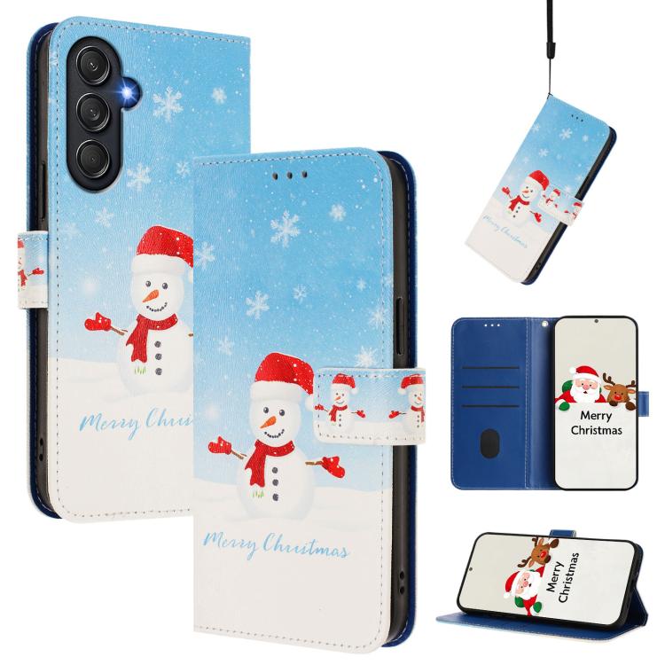 Christmas Series Buckle Leather Phone Case with Hand Strap, For Samsung Galaxy A16 5G / 4G, For Samsung Galaxy A05s / F14 4G, For Samsung Galaxy M35 5G, For Samsung Galaxy M55 5G / C55 5G, For Samsung Galaxy M15 5G / F15 5G, For Samsung Galaxy A15 5G /...