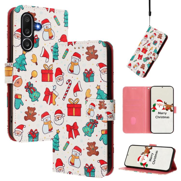 Christmas Series Buckle Leather Phone Case with Hand Strap, For Samsung Galaxy M36 5G, For Samsung Galaxy A17 / A26 5G, For Samsung Galaxy M56 5G, For Samsung Galaxy F16 5G / M16 5G, For Samsung Galaxy F06 5G / M06 5G, For Samsung Galaxy A06 5G / 4G   ...