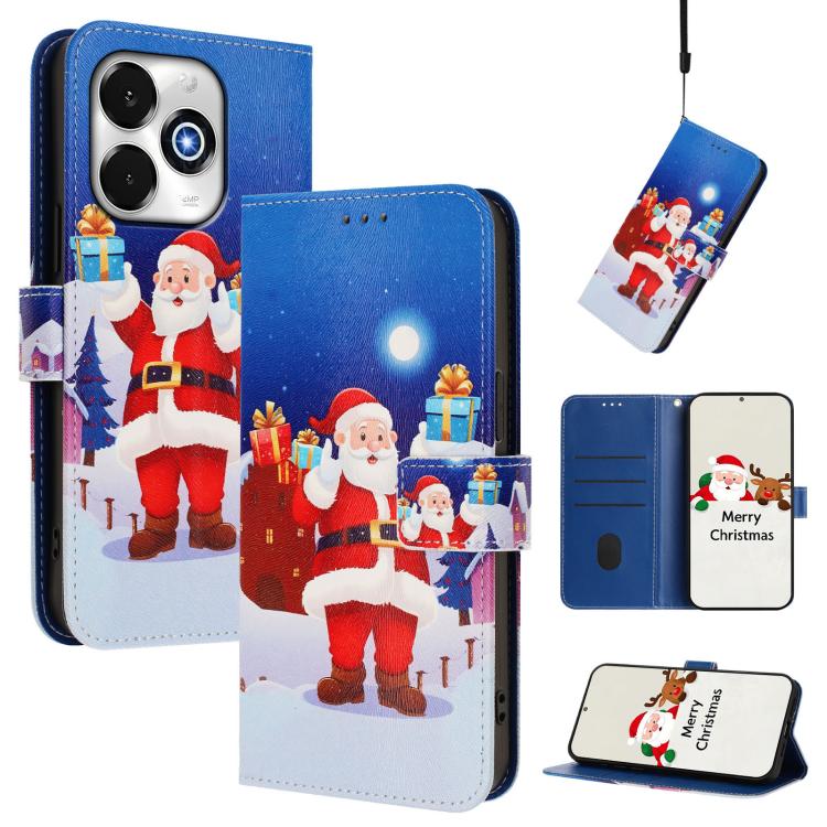 Christmas Series Buckle Leather Phone Case with Hand Strap, For UMIDIGI G100x 5G / 4G, For UMIDIGI G100 Pro