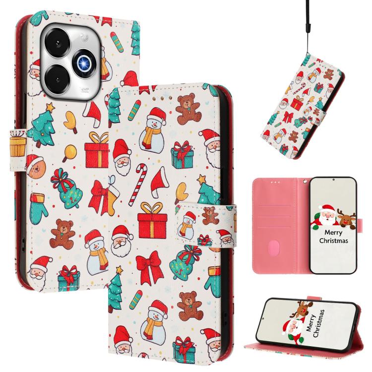 Christmas Series Buckle Leather Phone Case with Hand Strap, For UMIDIGI G100x 5G / 4G, For UMIDIGI G100 Pro