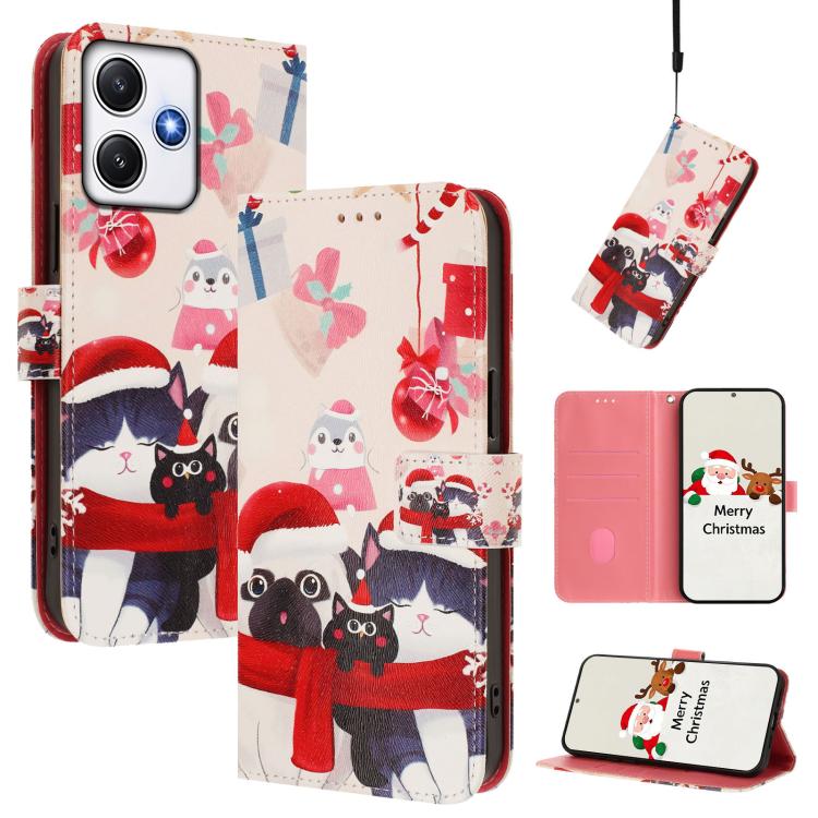 Christmas Series Buckle Leather Phone Case with Hand Strap, For Redmi 12 4G / 5G / Note 12R, For Redmi Note 12T Pro / K50i, For Redmi Note 12 Turbo 5G / Xiaomi Poco F5, For Redmi K60 / K60 Pro, For Redmi Note 11 / 11S / 12S 4G Global                   ...
