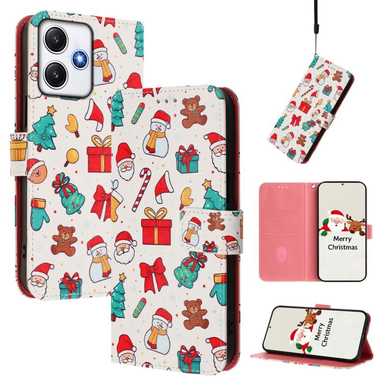 Christmas Series Buckle Leather Phone Case with Hand Strap, For Redmi 12 4G / 5G / Note 12R, For Redmi Note 12T Pro / K50i, For Redmi Note 12 Turbo 5G / Xiaomi Poco F5, For Redmi K60 / K60 Pro, For Redmi Note 11 / 11S / 12S 4G Global                   ...