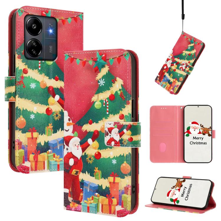 Christmas Series Buckle Leather Phone Case with Hand Strap, For Redmi 14C 4G / A4 5G / 14R 5G / A3 Pro, For Redmi K70 Ultra 5G, For Redmi A3 4G / A3x 4G, For Redmi 13C 4G / 5G / Xiaomi Poco C65 / M6, For Redmi Note 13 4G Global                         ...