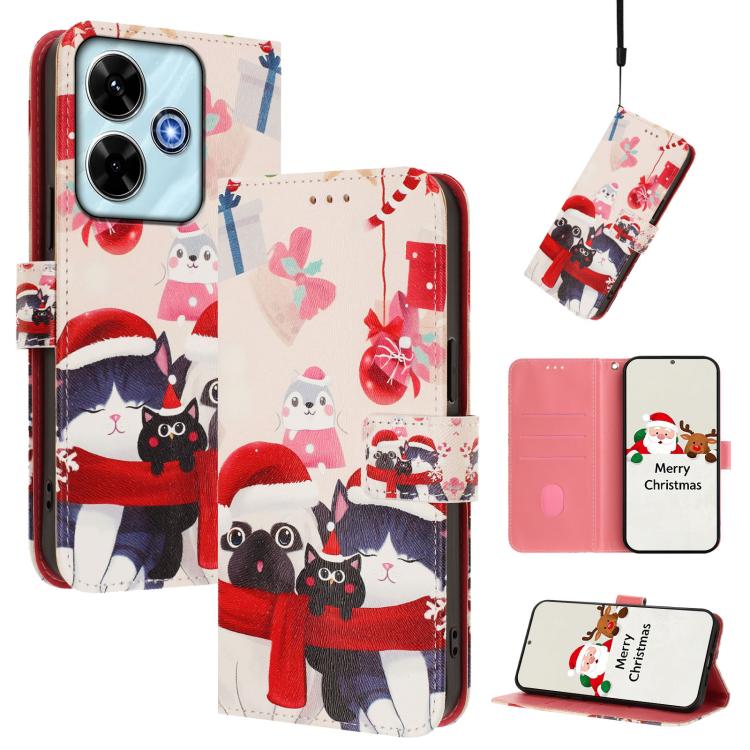 Christmas Series Buckle Leather Phone Case with Hand Strap, For Redmi Note 15 Pro+ 5G 163.3mm/Poco M8 Pro 5G, For Redmi Note 15 5G / 4G 164mm / Poco M8 5G, For Redmi 15C 5G / 4G EU 173mm / Poco C85 5G, For Xiaomi Poco M7 4G 169mm                       ...