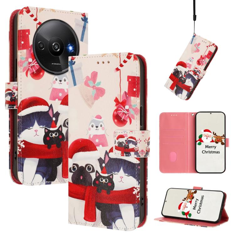 Christmas Series Buckle Leather Phone Case with Hand Strap, For Redmi 14C 4G / A4 5G / 14R 5G / A3 Pro, For Redmi K70 Ultra 5G, For Redmi A3 4G / A3x 4G, For Redmi 13C 4G / 5G / Xiaomi Poco C65 / M6, For Redmi Note 13 4G Global                         ...