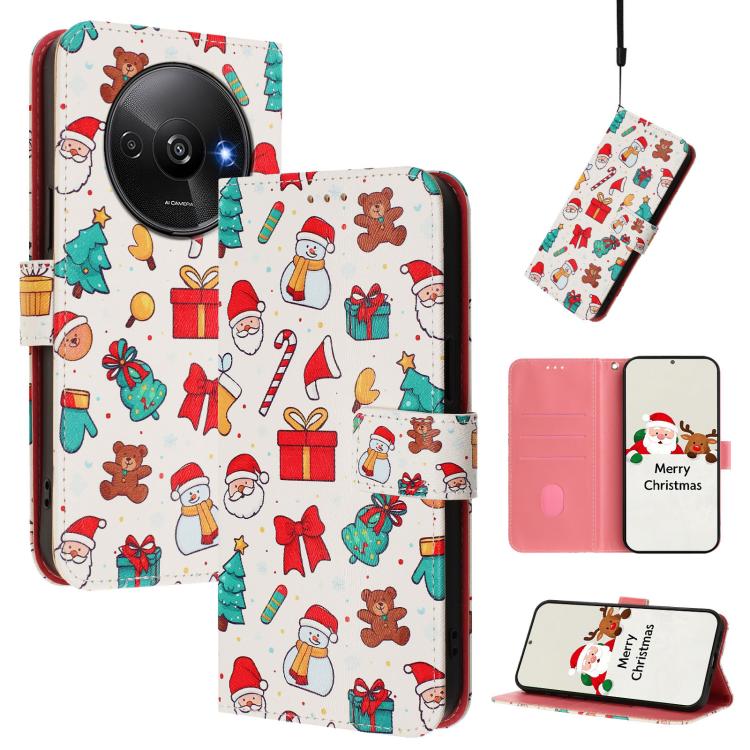Christmas Series Buckle Leather Phone Case with Hand Strap, For Redmi 14C 4G / A4 5G / 14R 5G / A3 Pro, For Redmi K70 Ultra 5G, For Redmi A3 4G / A3x 4G, For Redmi 13C 4G / 5G / Xiaomi Poco C65 / M6, For Redmi Note 13 4G Global                         ...