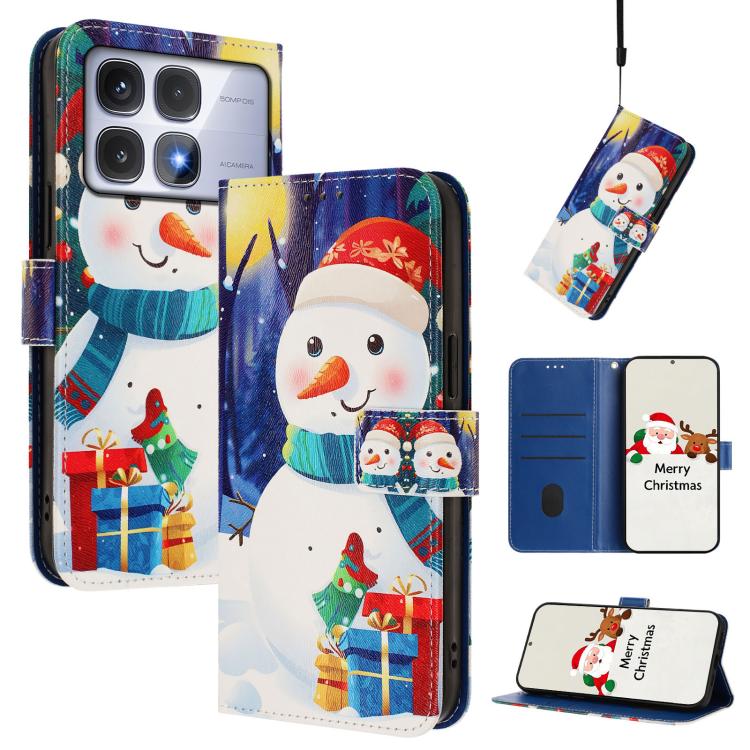 Christmas Series Buckle Leather Phone Case with Hand Strap, For Redmi 14C 4G / A4 5G / 14R 5G / A3 Pro, For Redmi K70 Ultra 5G, For Redmi A3 4G / A3x 4G, For Redmi 13C 4G / 5G / Xiaomi Poco C65 / M6, For Redmi Note 13 4G Global                         ...
