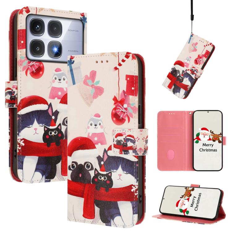 Christmas Series Buckle Leather Phone Case with Hand Strap, For Redmi 14C 4G / A4 5G / 14R 5G / A3 Pro, For Redmi K70 Ultra 5G, For Redmi A3 4G / A3x 4G, For Redmi 13C 4G / 5G / Xiaomi Poco C65 / M6, For Redmi Note 13 4G Global                         ...