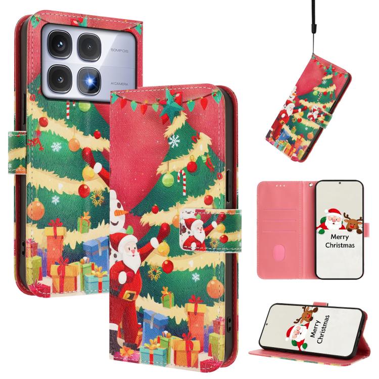 Christmas Series Buckle Leather Phone Case with Hand Strap, For Redmi 14C 4G / A4 5G / 14R 5G / A3 Pro, For Redmi K70 Ultra 5G, For Redmi A3 4G / A3x 4G, For Redmi 13C 4G / 5G / Xiaomi Poco C65 / M6, For Redmi Note 13 4G Global                         ...