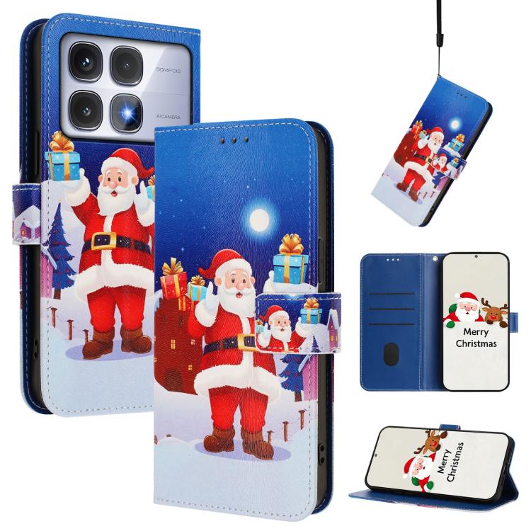 Christmas Series Buckle Leather Phone Case with Hand Strap, For Redmi 14C 4G / A4 5G / 14R 5G / A3 Pro, For Redmi K70 Ultra 5G, For Redmi A3 4G / A3x 4G, For Redmi 13C 4G / 5G / Xiaomi Poco C65 / M6, For Redmi Note 13 4G Global                         ...