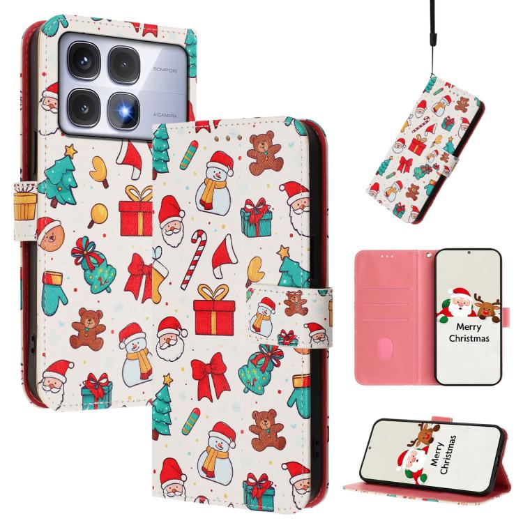 Christmas Series Buckle Leather Phone Case with Hand Strap, For Redmi 14C 4G / A4 5G / 14R 5G / A3 Pro, For Redmi K70 Ultra 5G, For Redmi A3 4G / A3x 4G, For Redmi 13C 4G / 5G / Xiaomi Poco C65 / M6, For Redmi Note 13 4G Global                         ...