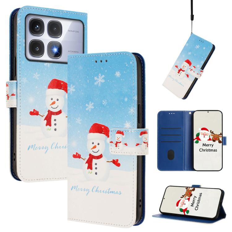 Christmas Series Buckle Leather Phone Case with Hand Strap, For Redmi 14C 4G / A4 5G / 14R 5G / A3 Pro, For Redmi K70 Ultra 5G, For Redmi A3 4G / A3x 4G, For Redmi 13C 4G / 5G / Xiaomi Poco C65 / M6, For Redmi Note 13 4G Global                         ...