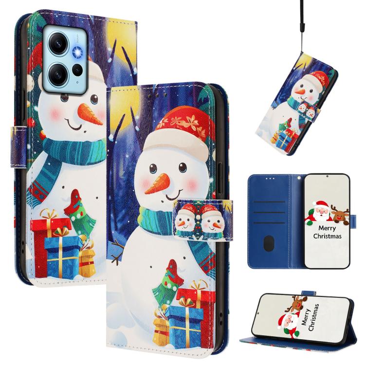 Christmas Series Buckle Leather Phone Case with Hand Strap, For Redmi 12 4G / 5G / Note 12R, For Redmi Note 12T Pro / K50i, For Redmi Note 12 Turbo 5G / Xiaomi Poco F5, For Redmi K60 / K60 Pro, For Redmi Note 11 / 11S / 12S 4G Global                   ...